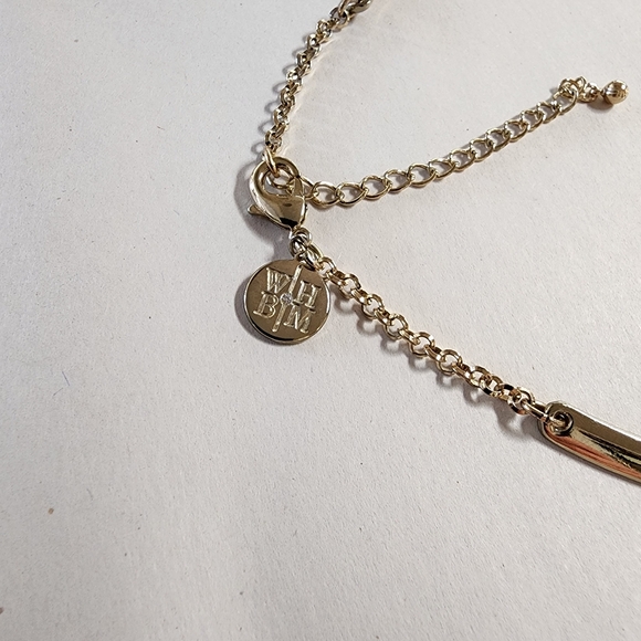 White House Black Market Golden Metal Choker Necklace Triple Chunky Pendant EUC - Picture 4 of 9